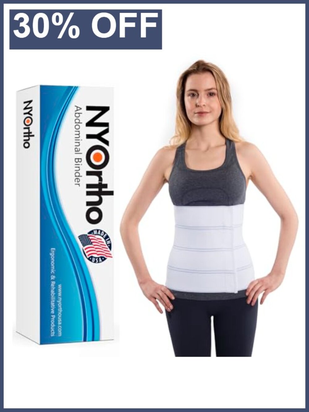 Abdominal Binder Lower Waist Support Belt Latex-Free Compression Wrap USA
